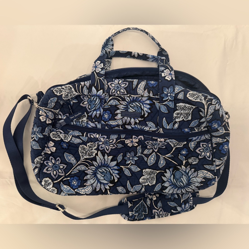 Vera Bradley Blue Floral Quilted Travel Tote